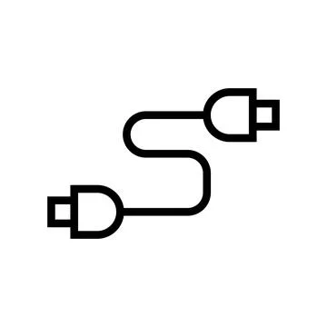 Cable icon line isolated on white background. Black flat thin icon on moder.. Stock Illustration
