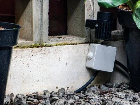 Cable Installation at a Yard Stock Photos