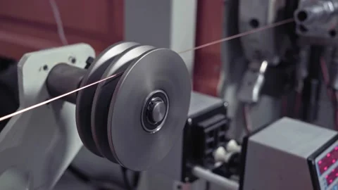 Cable insulation process in the factory close-up. Cable Insulation Machine Stock Footage 138938135