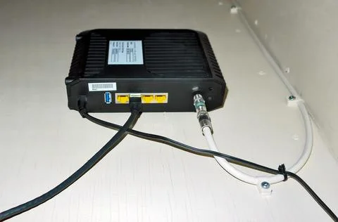 Cable Internet modem router with wireless connections support Stock Photos