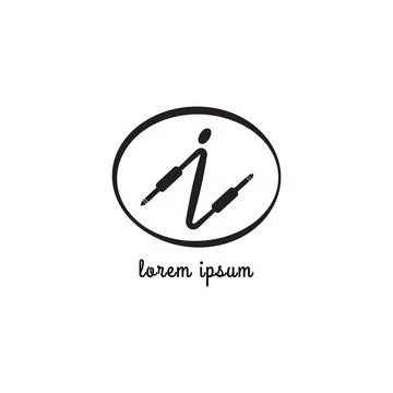 Cable jack audio logo concept. Letter i lowercase alphabet logo design temp.. Illustrazione stock