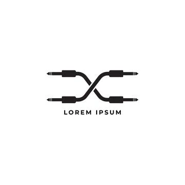Cable jack logo concept. Audio logo design template. Letter X uppercase Alp.. Illustrazione stock