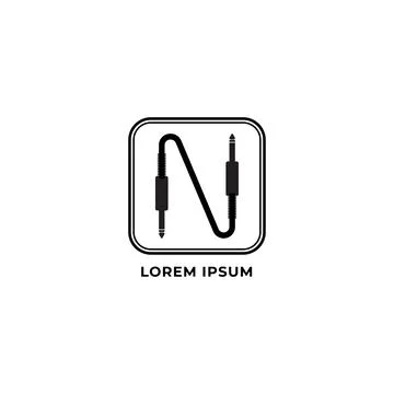 Cable jack logo concept forming Letter N Alphabet with rounded square shape.. Stock Illustration