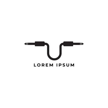 Cable jack logo concept forming Letter U Alphabet with ellipse shape behind.. Ilustración de archivo