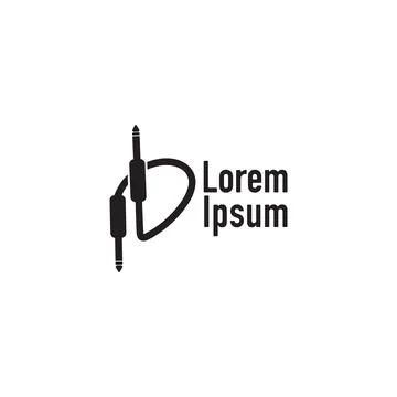 Cable Jack vector illustration forming letter D Alphabet. Audio equipment l.. Illustrazione stock