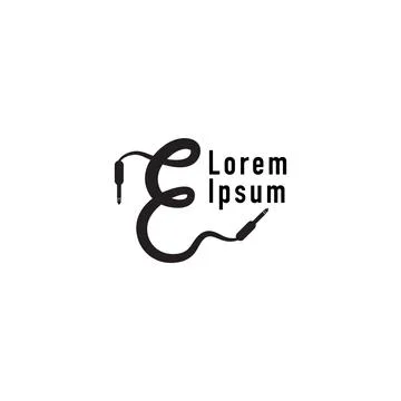 Cable Jack vector illustration forming letter E Alphabet. Audio equipment l.. Stock Illustration