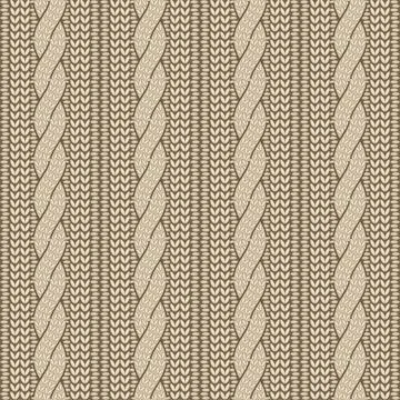 Cable knit seamless pattern in beige and brown Stock Illustration