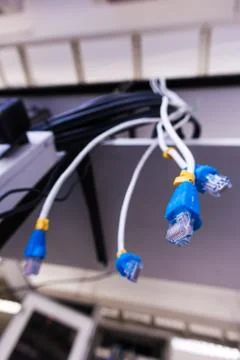 Cable lan in computer server room . Stock Photos