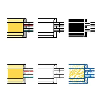 Cable laying in skirting board types color icon vector Stock Illustration
