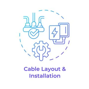 Cable layout and installation blue gradient concept icon Stock Illustration