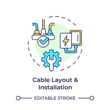 Cable layout and installation multi color concept icon Stock Illustration