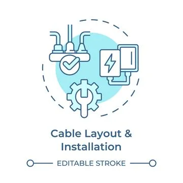 Cable layout and installation soft blue concept icon Stock Illustration