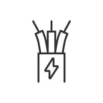 Cable, in line design. Cable, wire, cord, connection on white background vector Stock Illustration