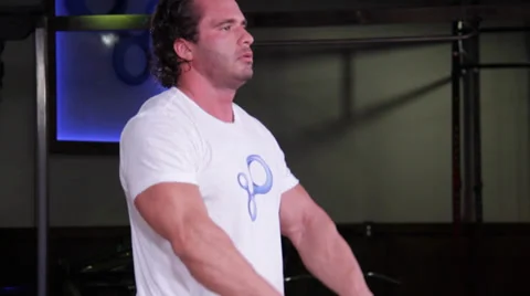 Cable Machine Bar Workout Stock Footage 39153268