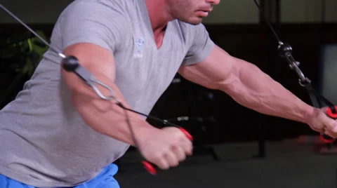 Cable Machine Fly Workout Stock Footage 39153363