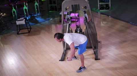 Cable Machine One Arm Workout Stock Footage 32422524