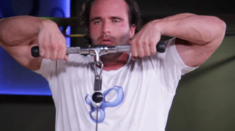 Cable Machine Upright Row Workout Stock Footage 39153440