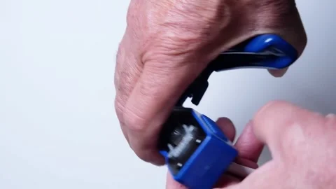 Cable Making an ethernet cable with RJ45 connetor and crimping to the cable Stock Footage 270061575