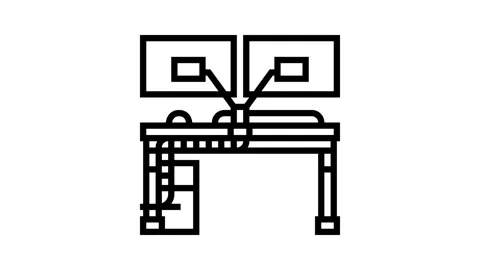 Cable management system gaming rig line icon animation 動画素材 326123568