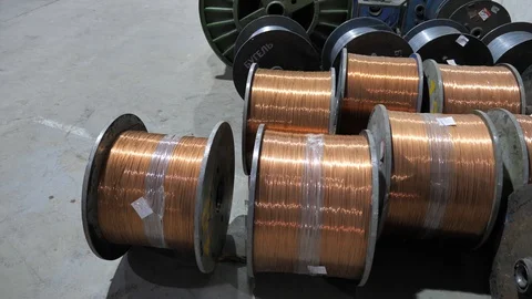 Cable manufacturing in a cable factory Stock Footage 128816483