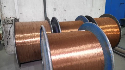 Cable manufacturing in a cable factory Stock Footage 128816622