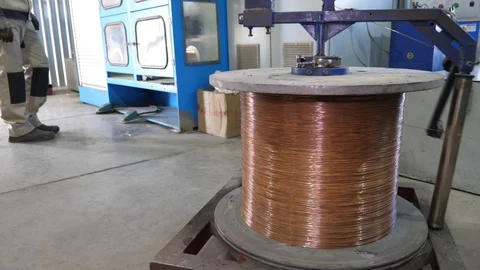 Cable manufacturing in a cable factory Stock Footage 128816887