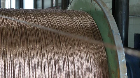 Cable manufacturing in a cable factory Stock Footage 128817101