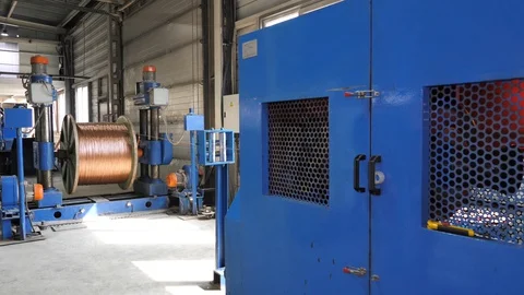 Cable manufacturing in a cable factory Stock Footage 128817147