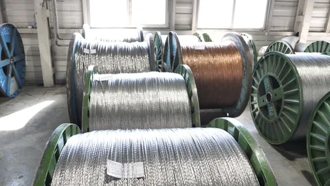 Cable manufacturing in a cable factory Stock Footage 128817276