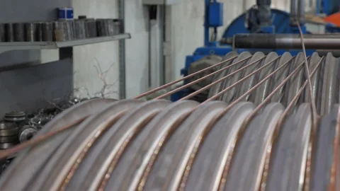 Cable manufacturing in a cable factory Stock Footage 128817380