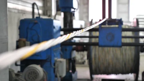 Cable manufacturing in a cable factory Stock Footage 128819036
