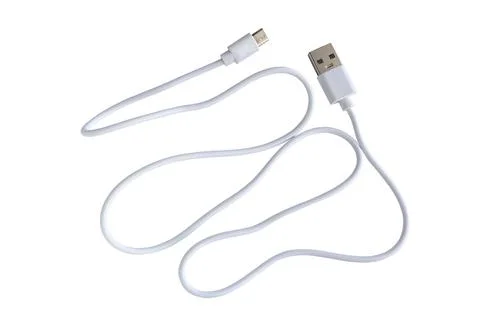 Cable with micro USB and USB connectors on a white background with clipping path Stock Photos