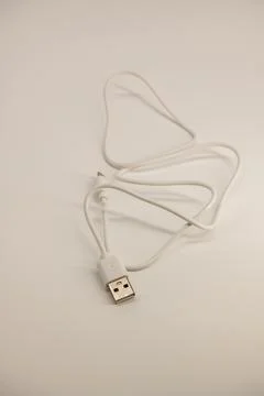 Cable with micro USB and USB connectors on a white background with clipping.. Stock Photos