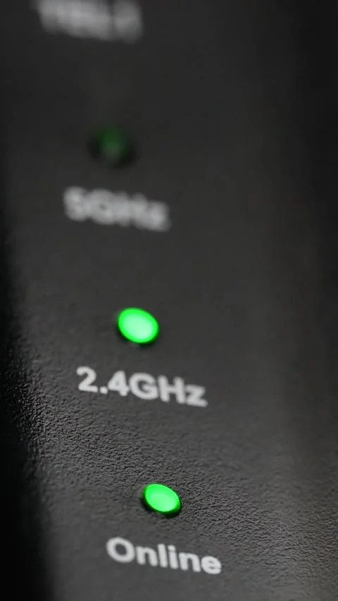 Cable Modem Wi-Fi 2.4GHz Indicator Light Blinking Home Network Router Internet Video stock 335161708