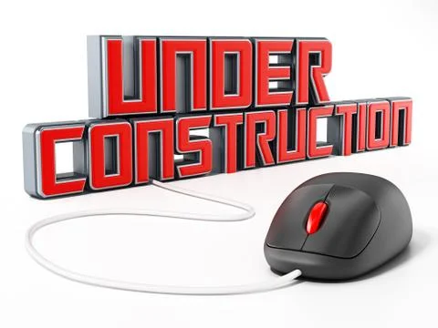 Cable mouse connected to under construction text. 3D illustration Stock Illustration
