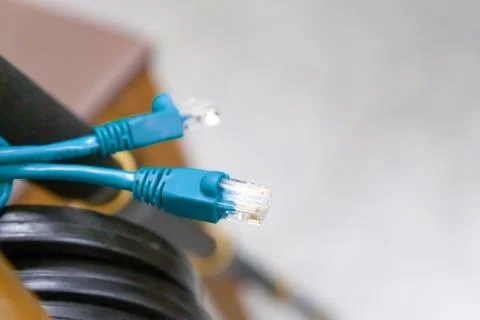 Cable network transmission information pair closeup engineering background co Stock Photos
