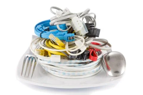 Cable noodle on dish Stock Photos