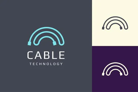 Cable or wire logo in simple and modern shape Stock Illustration