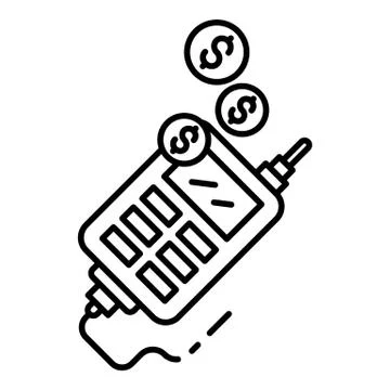 Cable payment terminal icon, outline style Stock Illustration