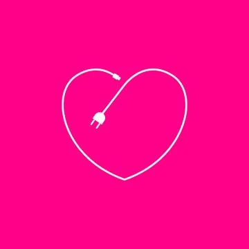 Cable plug with love line logo design vector graphic symbol icon sign illus.. Stock Illustration