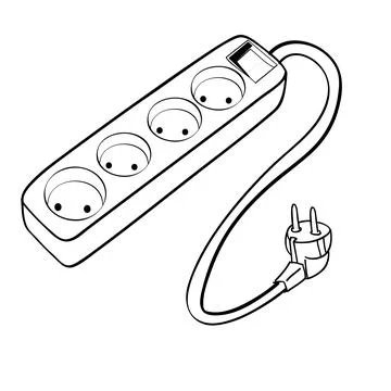 Cable plug, simple vector hand draw sketch doodle Stock Illustration