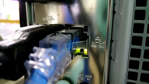 Cable plugged into Personal Computer(PC) Stock Footage 71637248