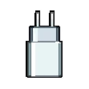 Cable power adapter pixel art vector illustration Illustrazione stock