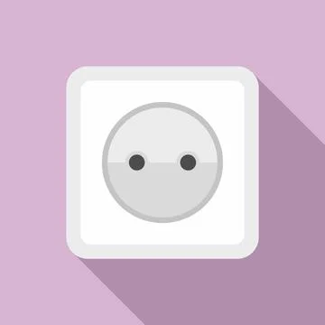 Cable power socket icon, flat style Stock Illustration