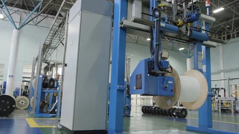 A cable producing plant Stock Footage 121853778