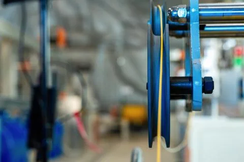Cable production. Close up of a cable reel Stock Photos