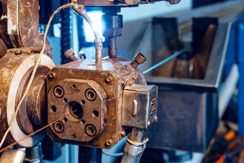 Cable production in process. Cable factory close up Stock Photos