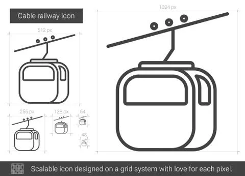 Cable railway line icon. Illustrazione stock