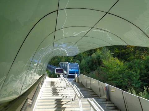 Cable railway to the mountain Stock Photos