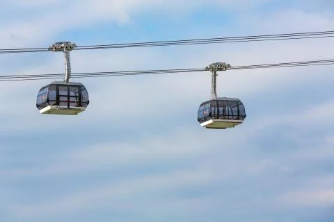 Cable railways in the air Stock Photos